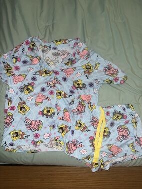 Nickelodeon Light Blue & Pink SpongeBob & Patrick Short Pajama Set